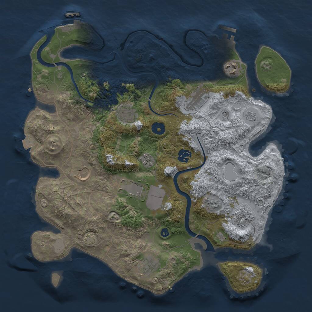 Rust Map: Procedural Map, Size: 3500, Seed: 1158176010, 15 Monuments