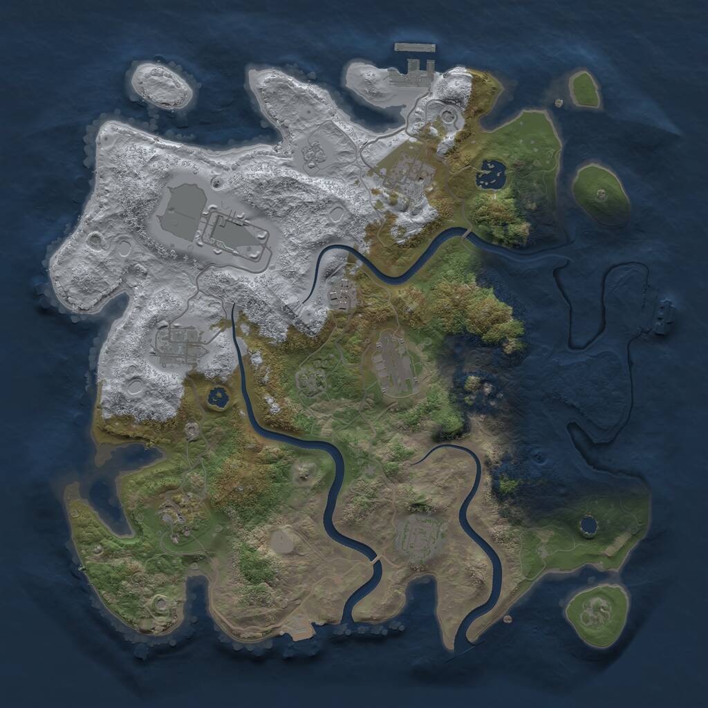 Rust Map: Procedural Map, Size: 3500, Seed: 2014715955, 14 Monuments