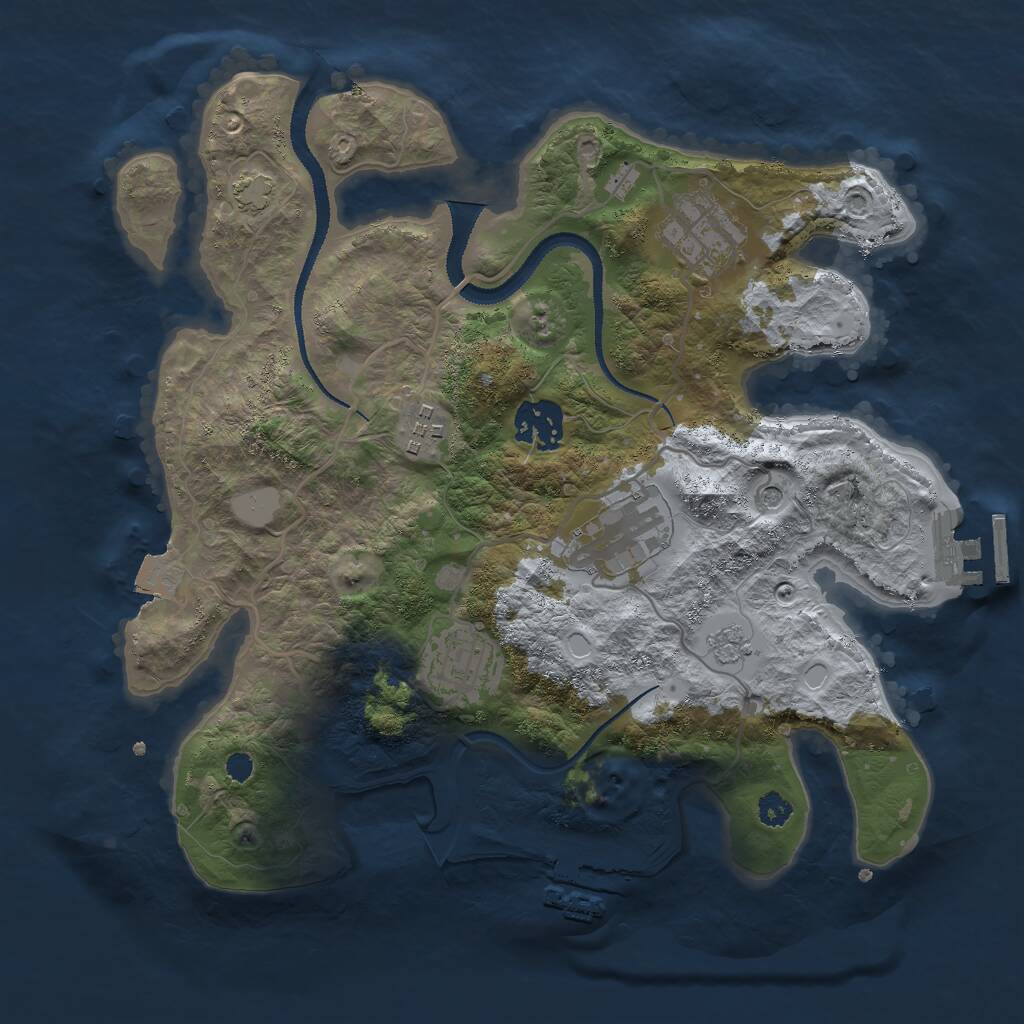 Rust Map: Procedural Map, Size: 3000, Seed: 1607124952, 11 Monuments