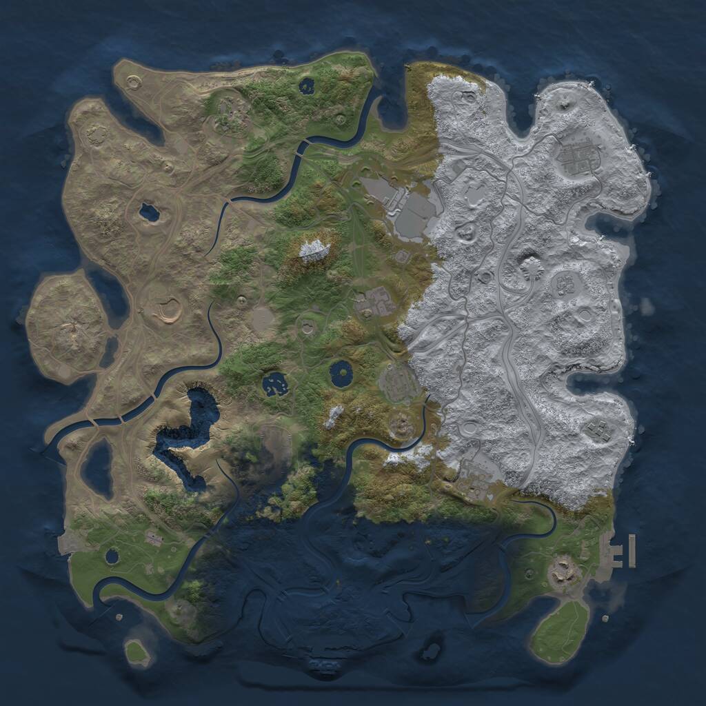 Rust Map: Procedural Map, Size: 4250, Seed: 1201462470, 17 Monuments