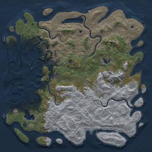 Thumbnail Rust Map: Procedural Map, Size: 6000, Seed: 942556379, 17 Monuments