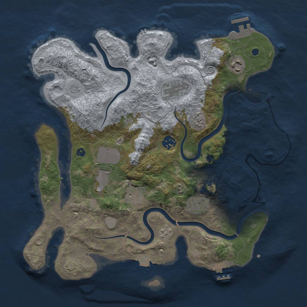 Rust Map: Procedural Map, Size: 3500, Seed: 1405122311, 13 Monuments
