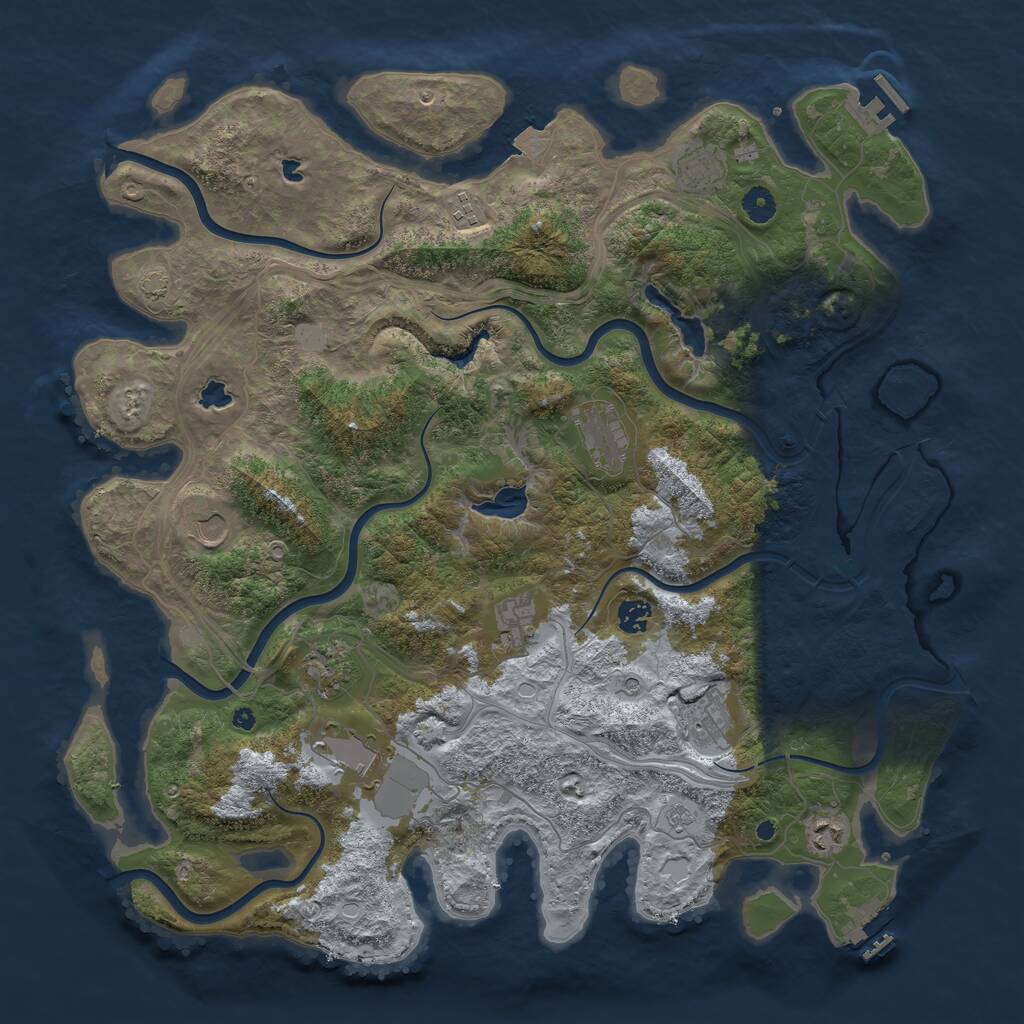 Rust Map: Procedural Map, Size: 4500, Seed: 500300687, 16 Monuments