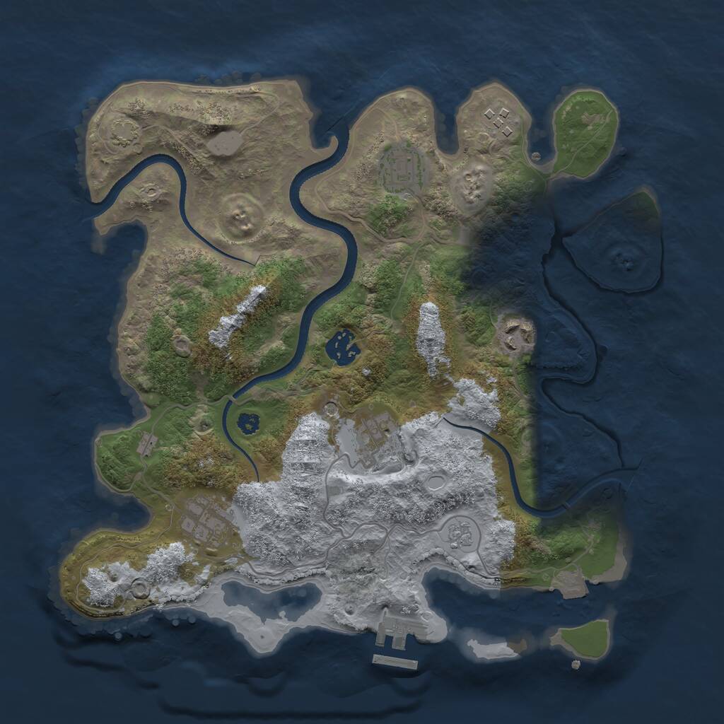 Rust Map: Procedural Map, Size: 3250, Seed: 1724460841, 11 Monuments