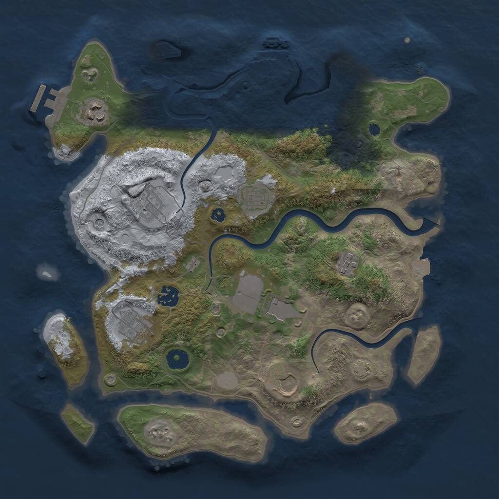 Rust Map: Procedural Map, Size: 3500, Seed: 721397291, 13 Monuments