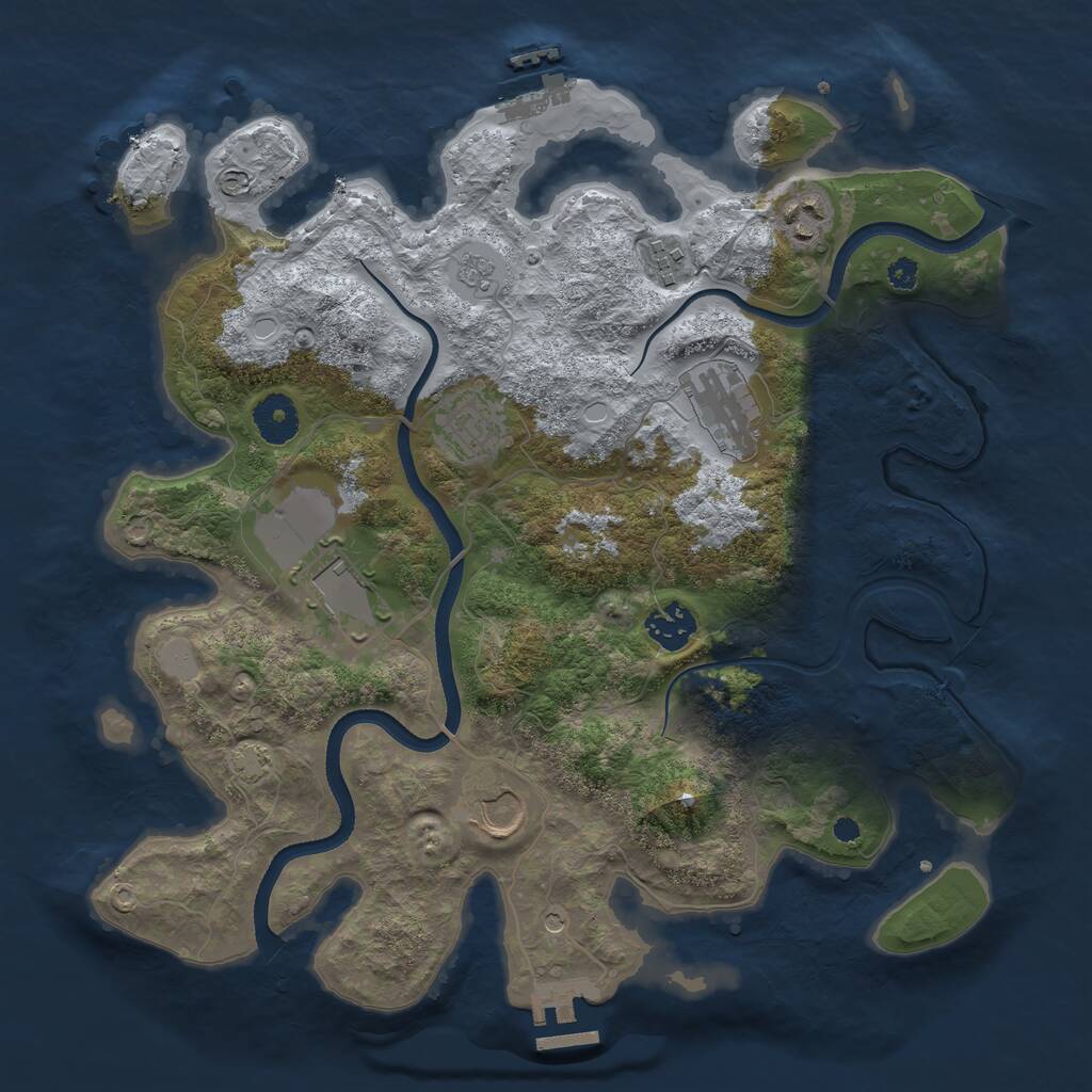 Rust Map: Procedural Map, Size: 3500, Seed: 1116172893, 13 Monuments
