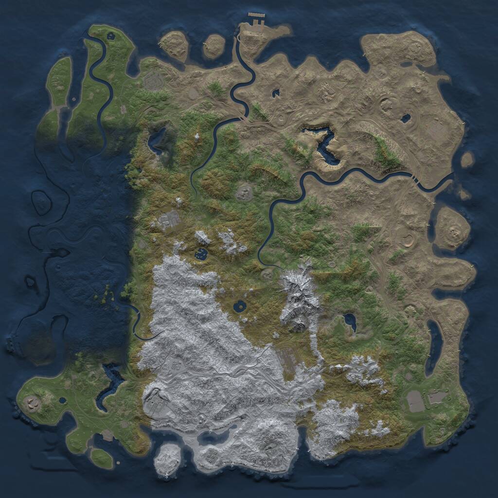 Rust Map: Procedural Map, Size: 6000, Seed: 543625, 17 Monuments