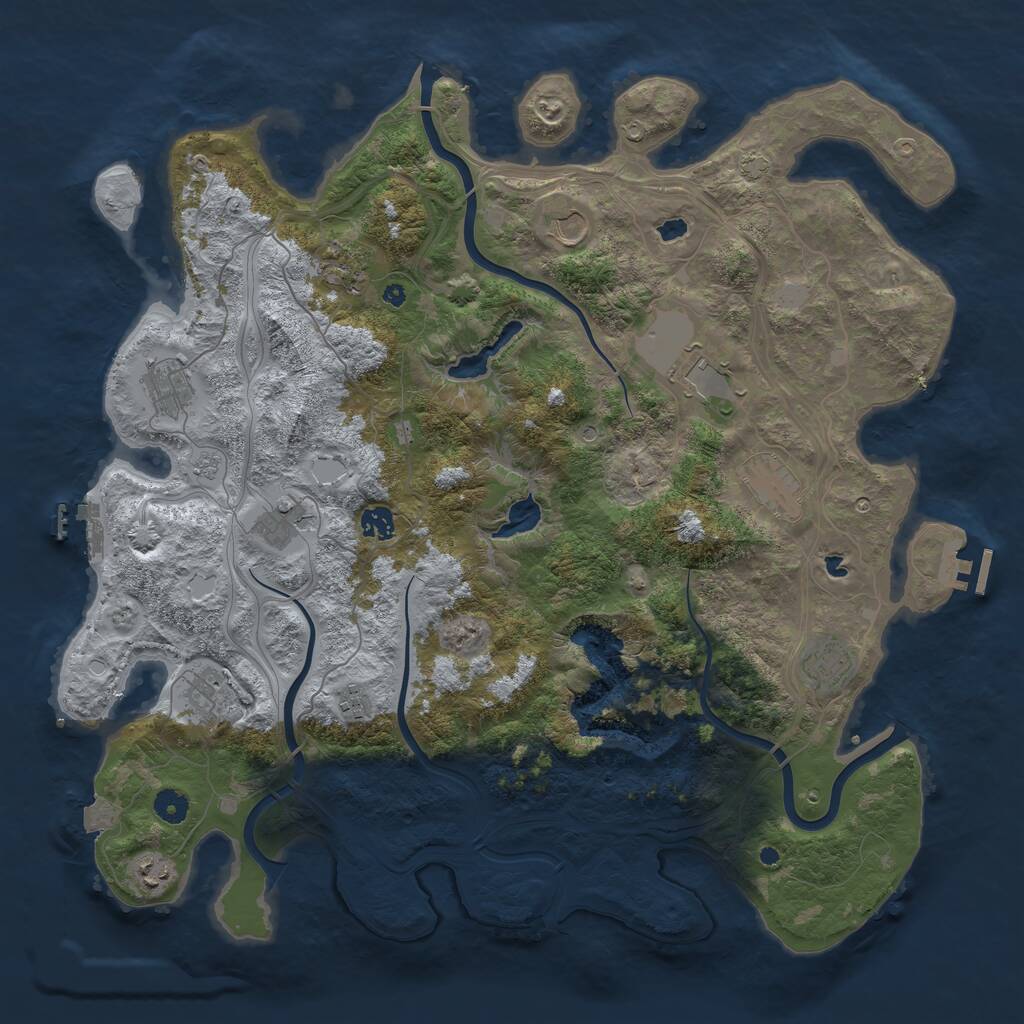 Rust Map: Procedural Map, Size: 4500, Seed: 2118022215, 17 Monuments