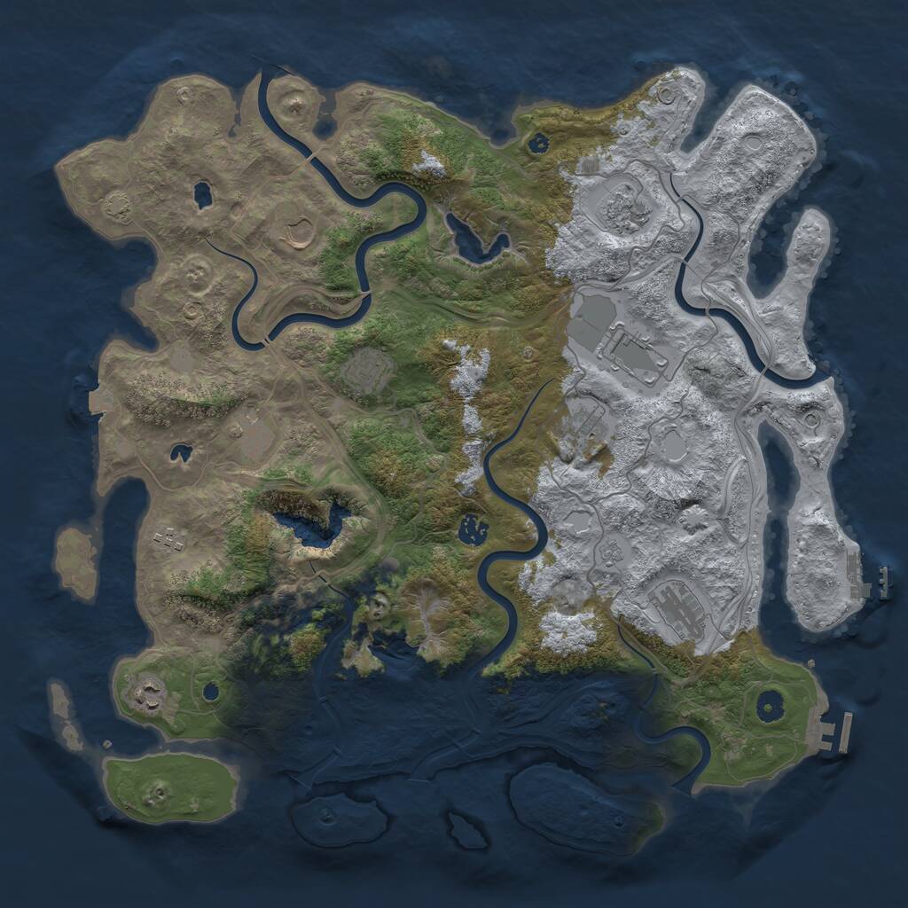 Rust Map: Procedural Map, Size: 4500, Seed: 13653, 16 Monuments