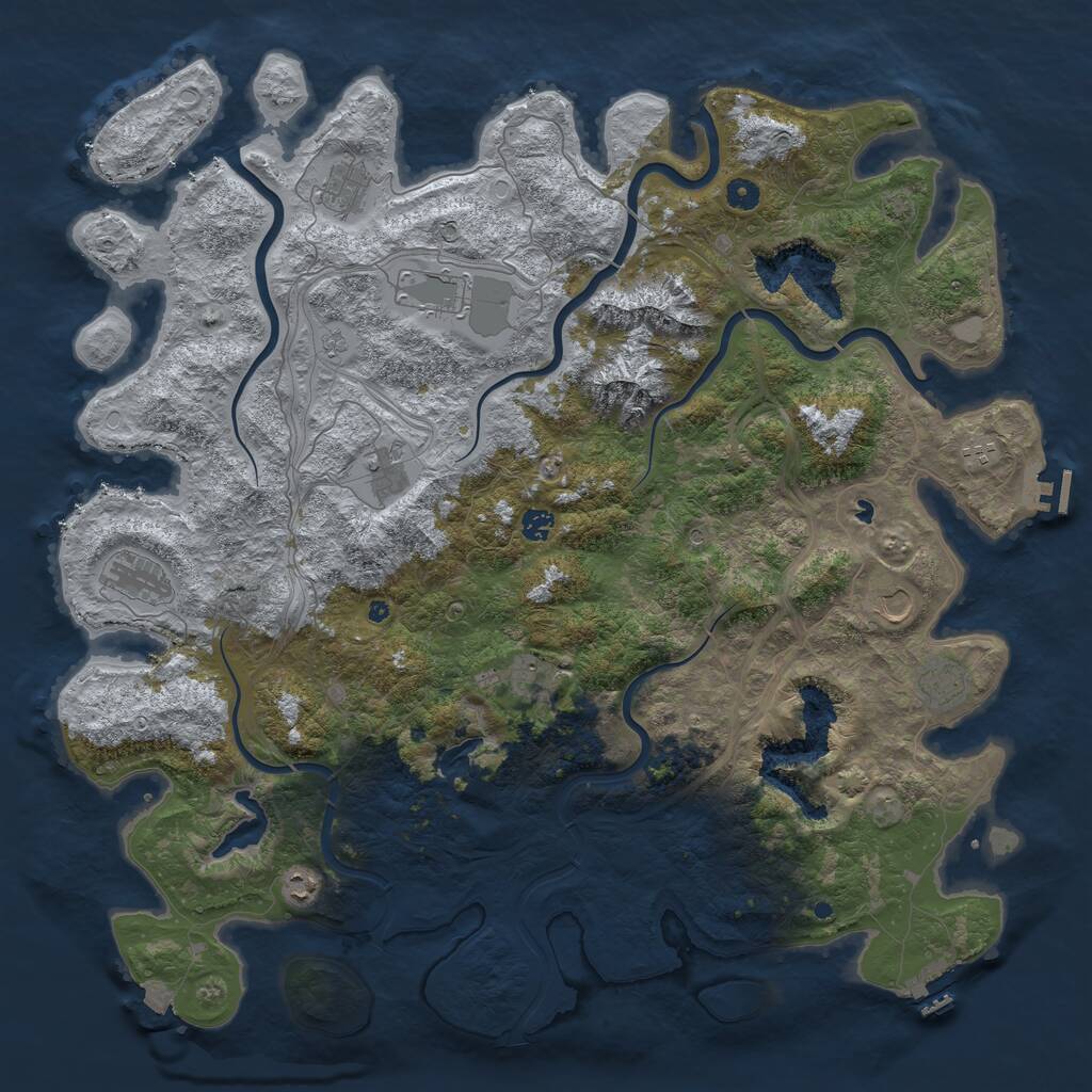 Rust Map: Procedural Map, Size: 5000, Seed: 722326636, 16 Monuments