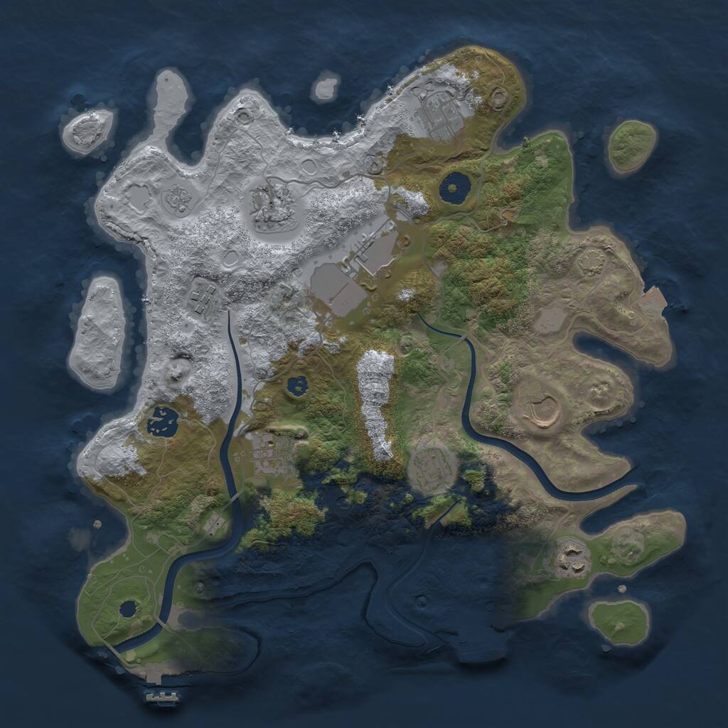 Rust Map: Procedural Map, Size: 3500, Seed: 615297789, 15 Monuments