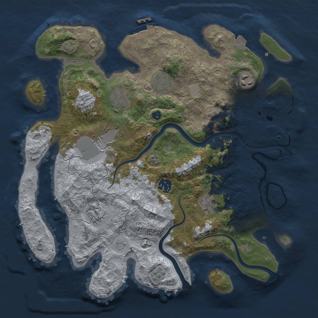 Rust Map: Procedural Map, Size: 3500, Seed: 322295388, 14 Monuments
