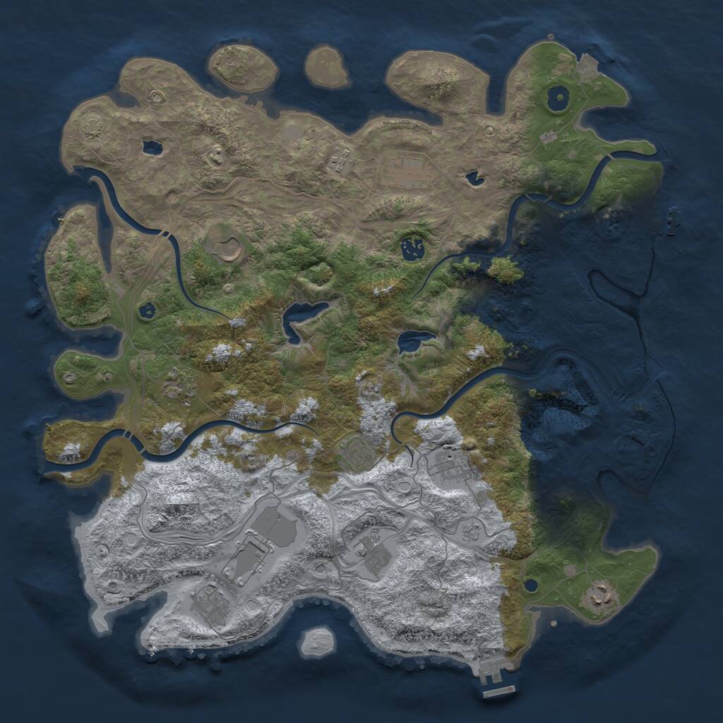 Rust Map: Procedural Map, Size: 4500, Seed: 789156649, 17 Monuments