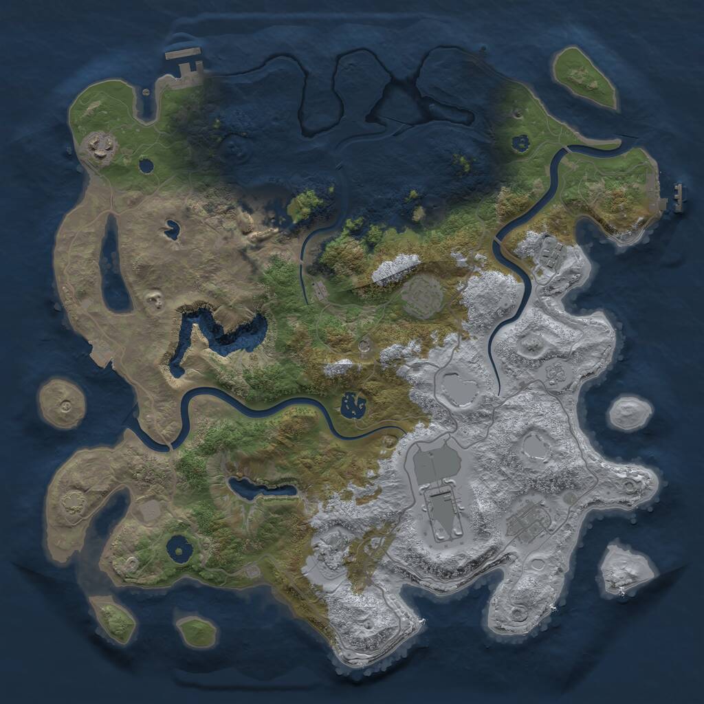 Rust Map: Procedural Map, Size: 4000, Seed: 1271676023, 14 Monuments