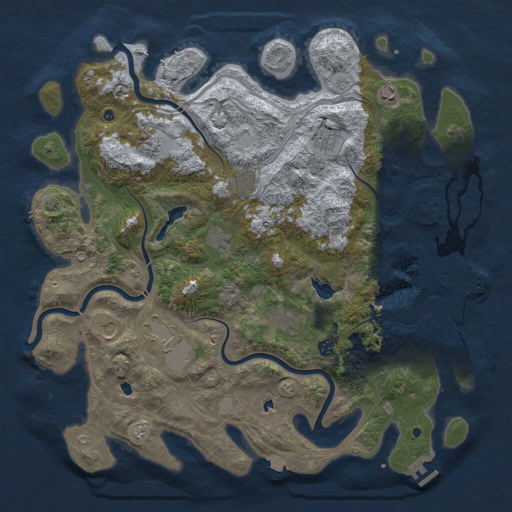 Rust Map: Procedural Map, Size: 4500, Seed: 1292766374, 16 Monuments