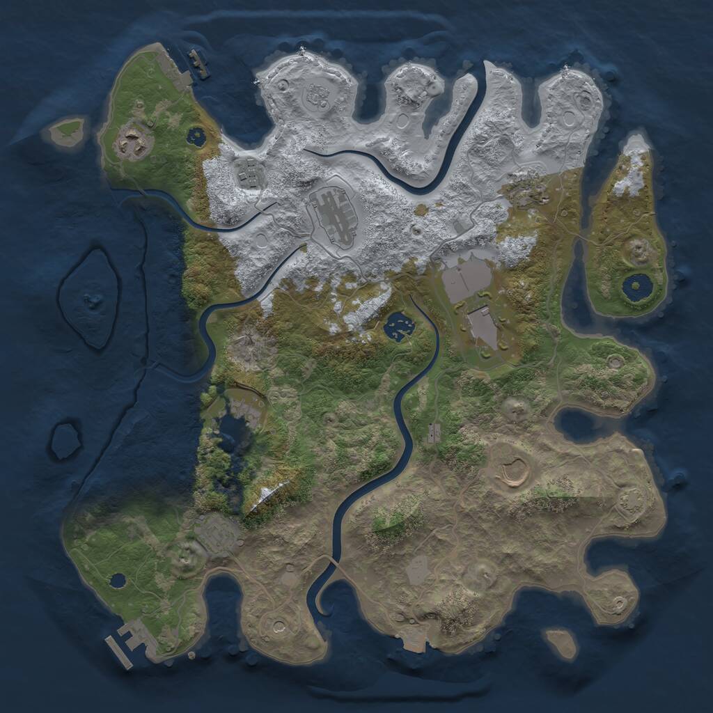 Rust Map: Procedural Map, Size: 3750, Seed: 2076643231, 15 Monuments