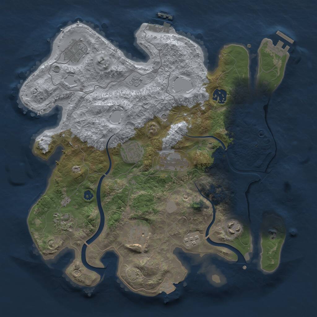 Rust Map: Procedural Map, Size: 3300, Seed: 444507217, 14 Monuments