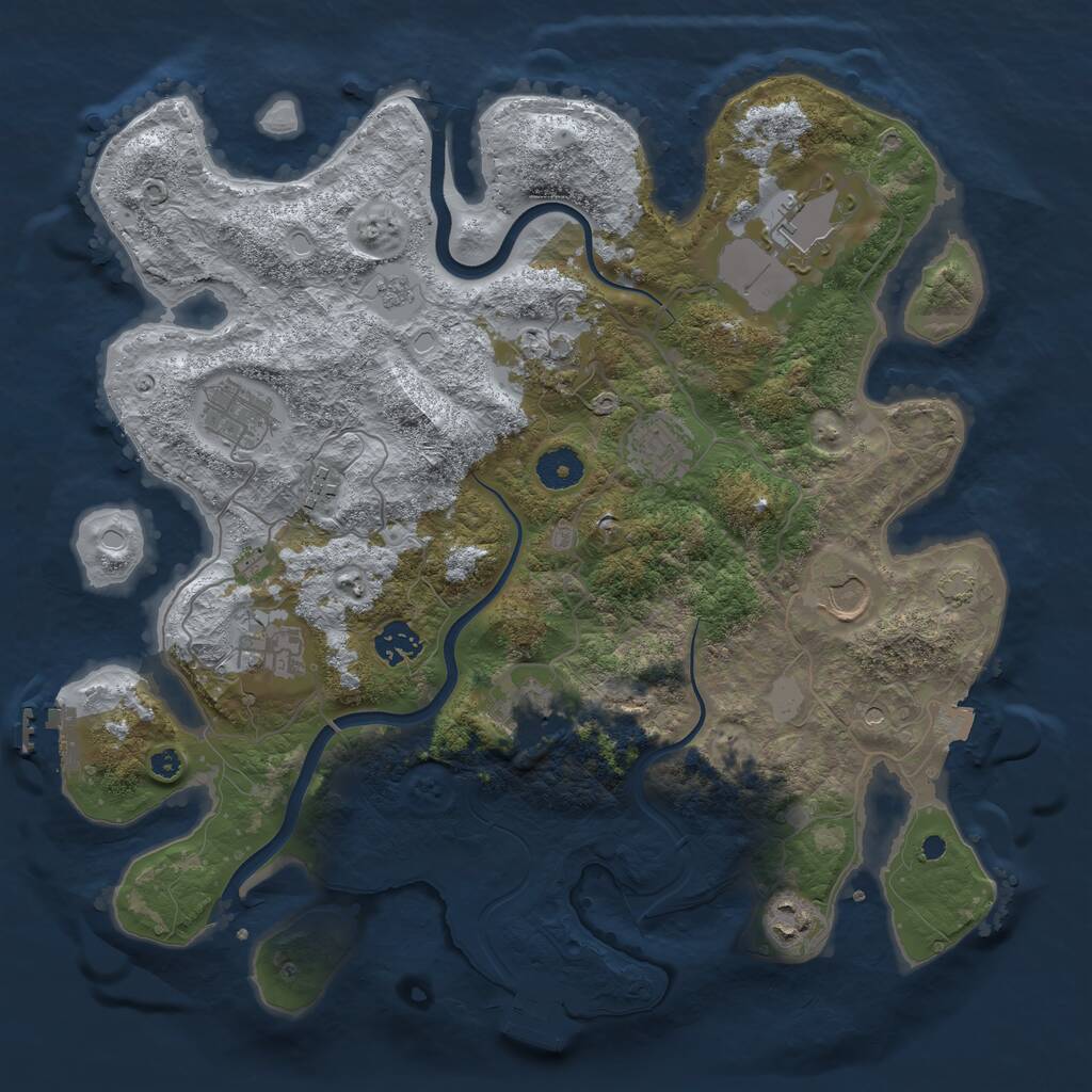 Rust Map: Procedural Map, Size: 3750, Seed: 1530445713, 16 Monuments
