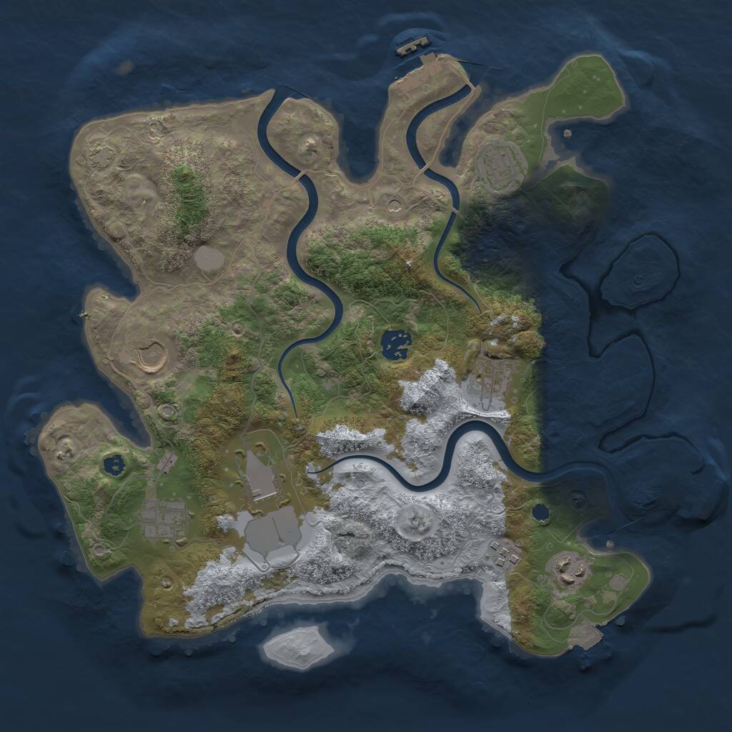 Rust Map: Procedural Map, Size: 3500, Seed: 2096635117, 13 Monuments