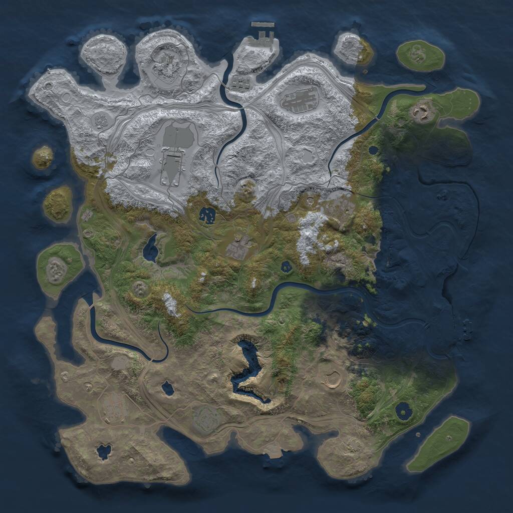 Rust Map: Procedural Map, Size: 4500, Seed: 521306592, 17 Monuments