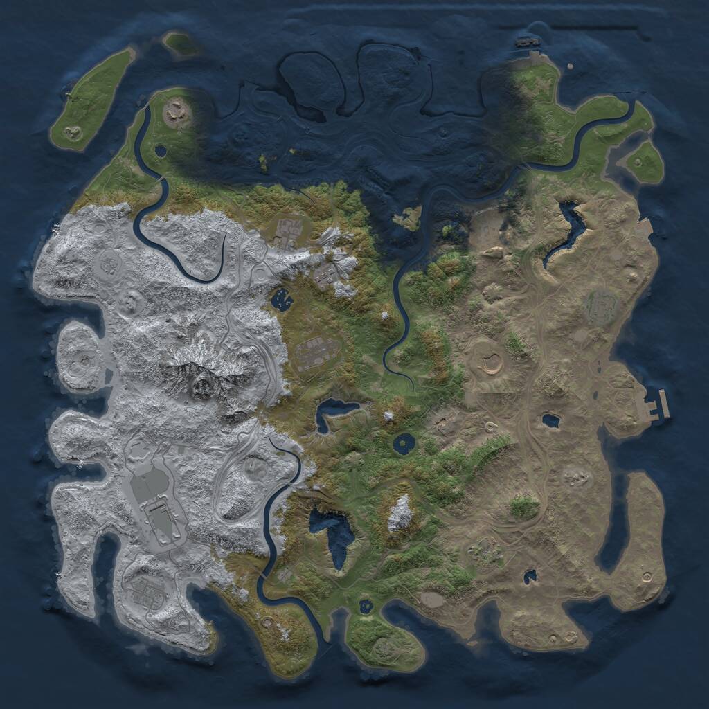 Rust Map: Procedural Map, Size: 5000, Seed: 1137038135, 17 Monuments