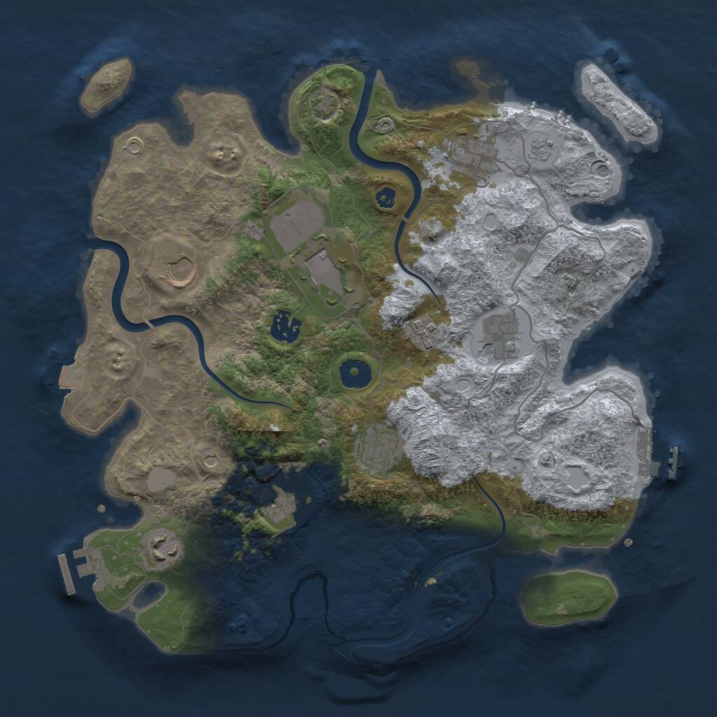 Rust Map: Procedural Map, Size: 3500, Seed: 1095836061, 15 Monuments