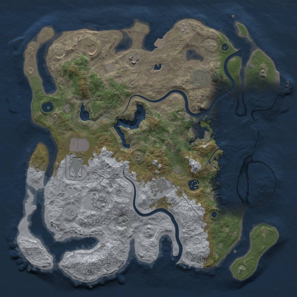 Rust Map: Procedural Map, Size: 4000, Seed: 11523, 14 Monuments