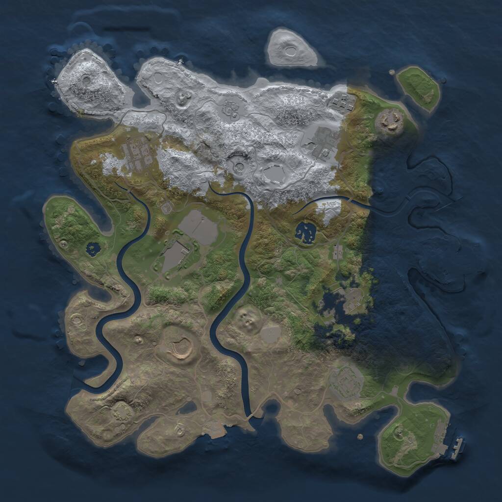 Rust Map: Procedural Map, Size: 3500, Seed: 351039949, 15 Monuments