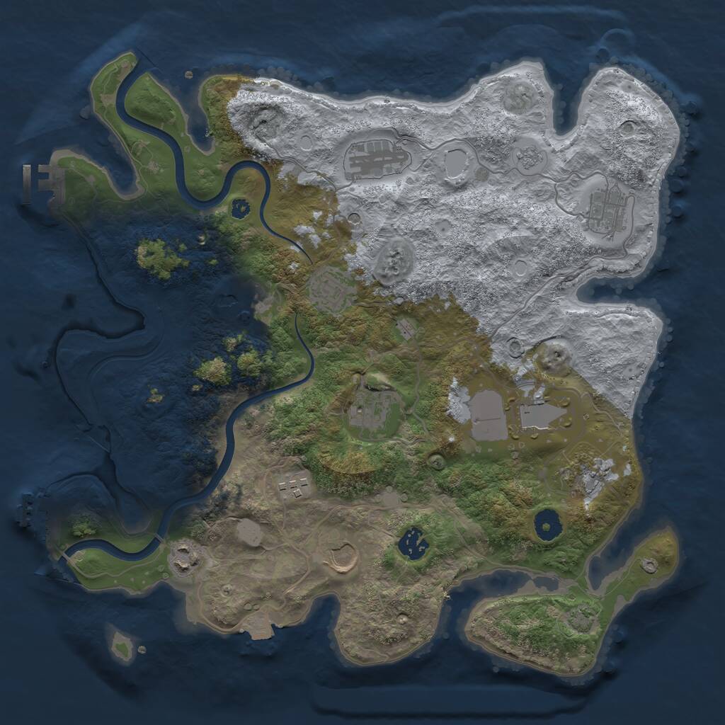 Rust Map: Procedural Map, Size: 3700, Seed: 1011047688, 17 Monuments