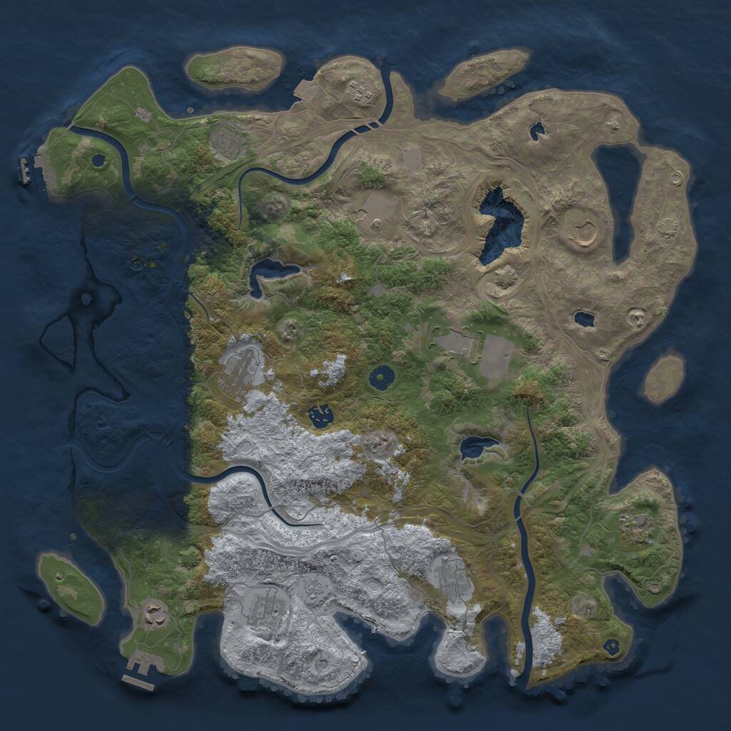 Rust Map: Procedural Map, Size: 4500, Seed: 539648797, 17 Monuments