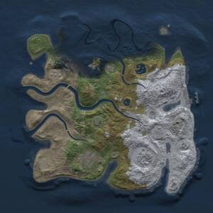 Thumbnail Rust Map: Procedural Map, Size: 3000, Seed: 1371681197, 11 Monuments