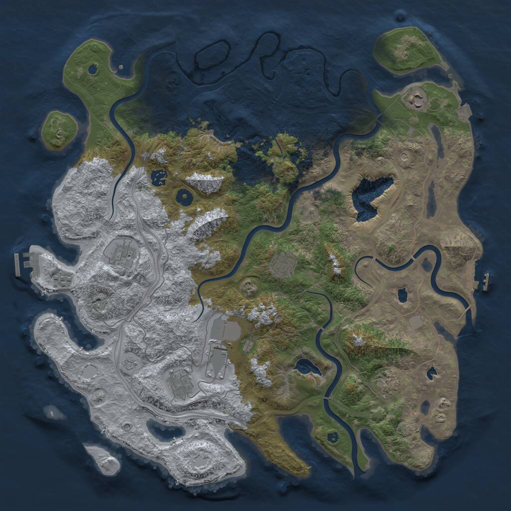 Rust Map: Procedural Map, Size: 4500, Seed: 2100584345, 14 Monuments