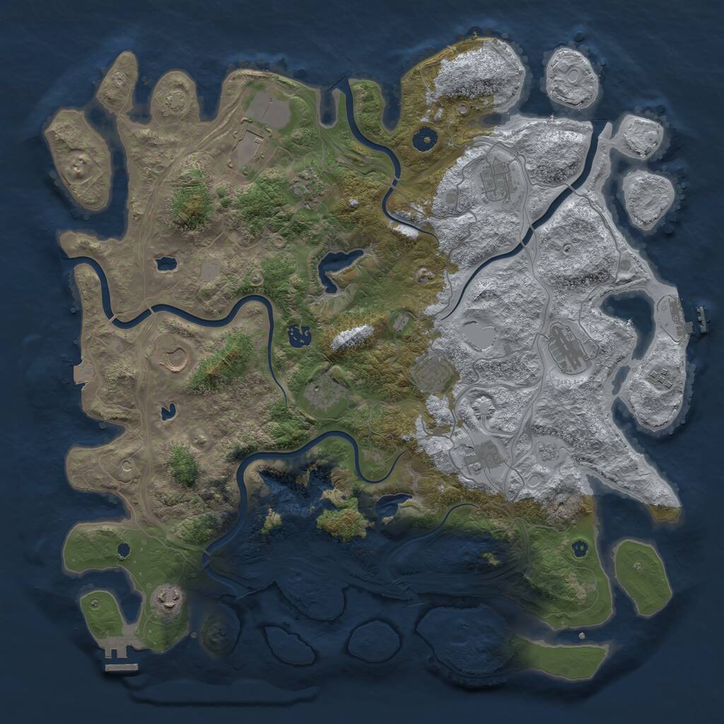 Rust Map: Procedural Map, Size: 4500, Seed: 809078186, 17 Monuments