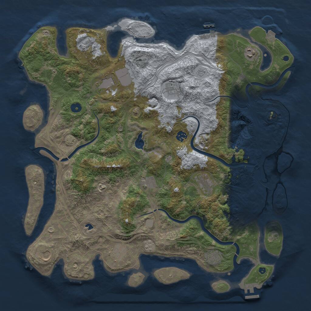 Rust Map: Procedural Map, Size: 4499, Seed: 1205299699, 17 Monuments