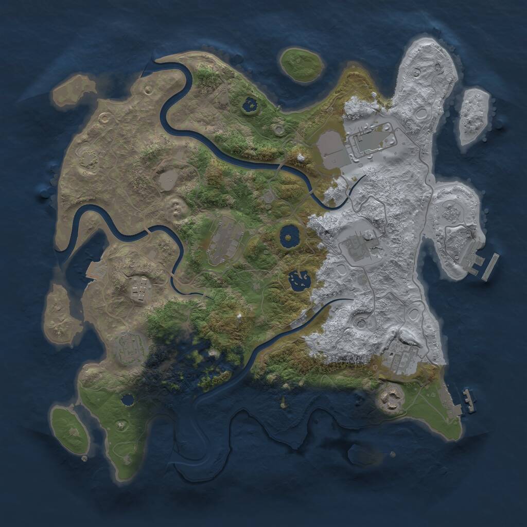 Rust Map: Procedural Map, Size: 3600, Seed: 809374919, 14 Monuments
