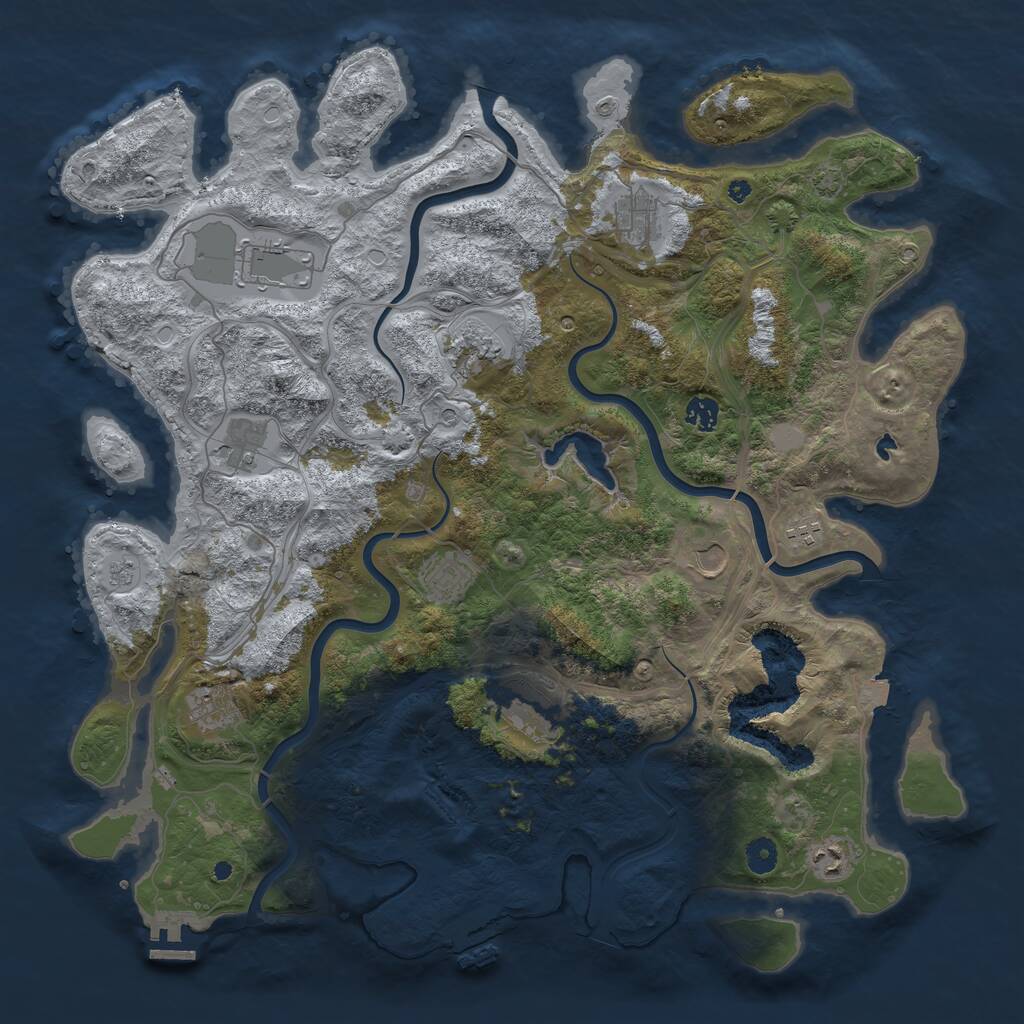 Rust Map: Procedural Map, Size: 4500, Seed: 1024433554, 17 Monuments