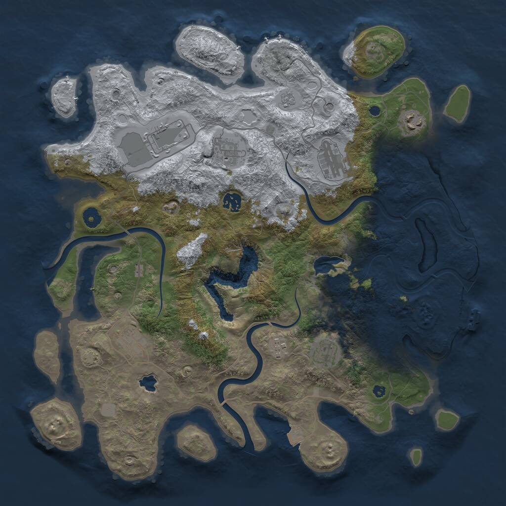 Rust Map: Procedural Map, Size: 4000, Seed: 550276214, 13 Monuments