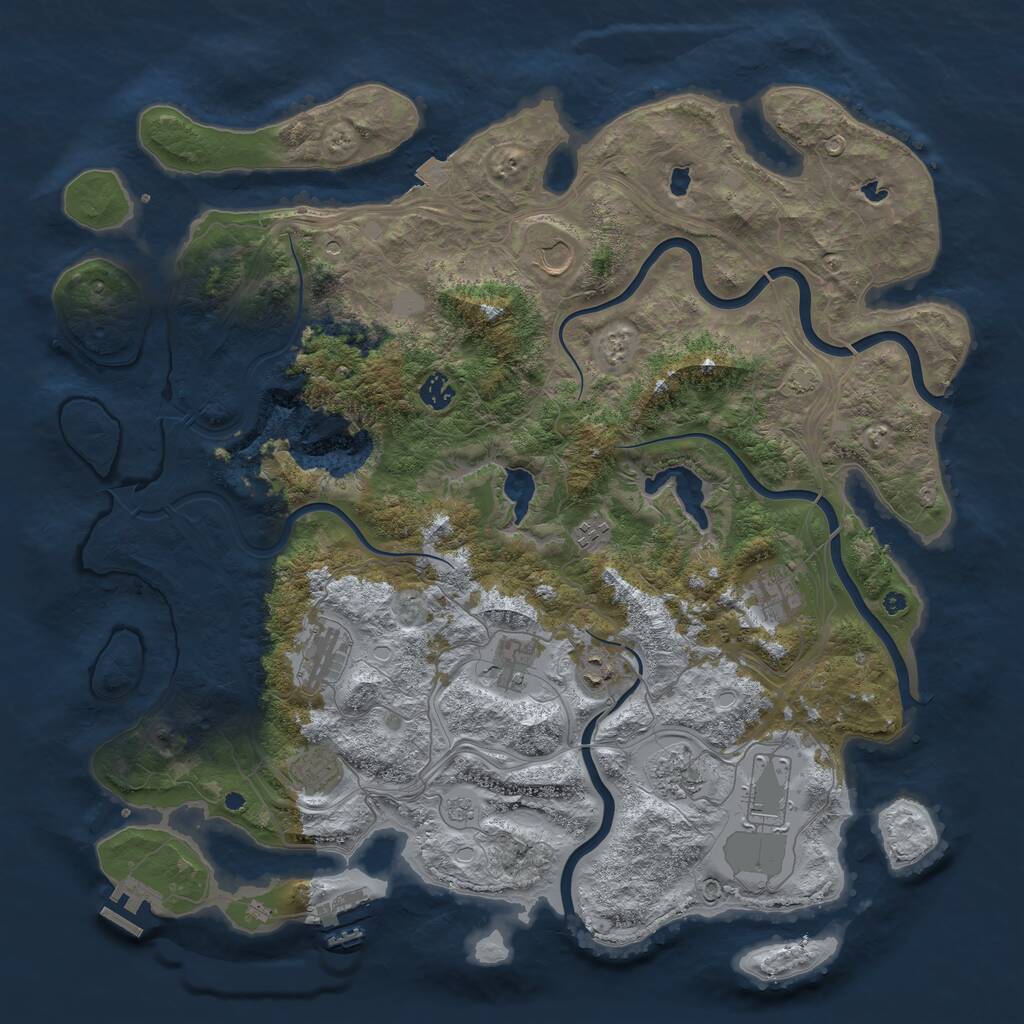Rust Map: Procedural Map, Size: 4500, Seed: 10023, 16 Monuments