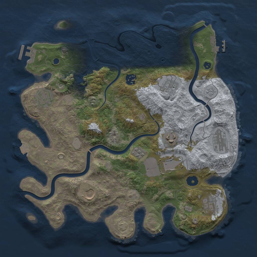 Rust Map: Procedural Map, Size: 3500, Seed: 160444422, 15 Monuments