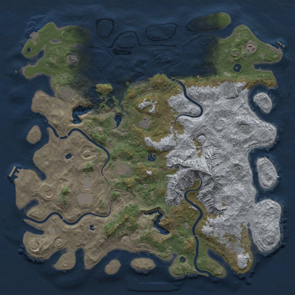 Rust Map: Procedural Map, Size: 5250, Seed: 34711, 16 Monuments