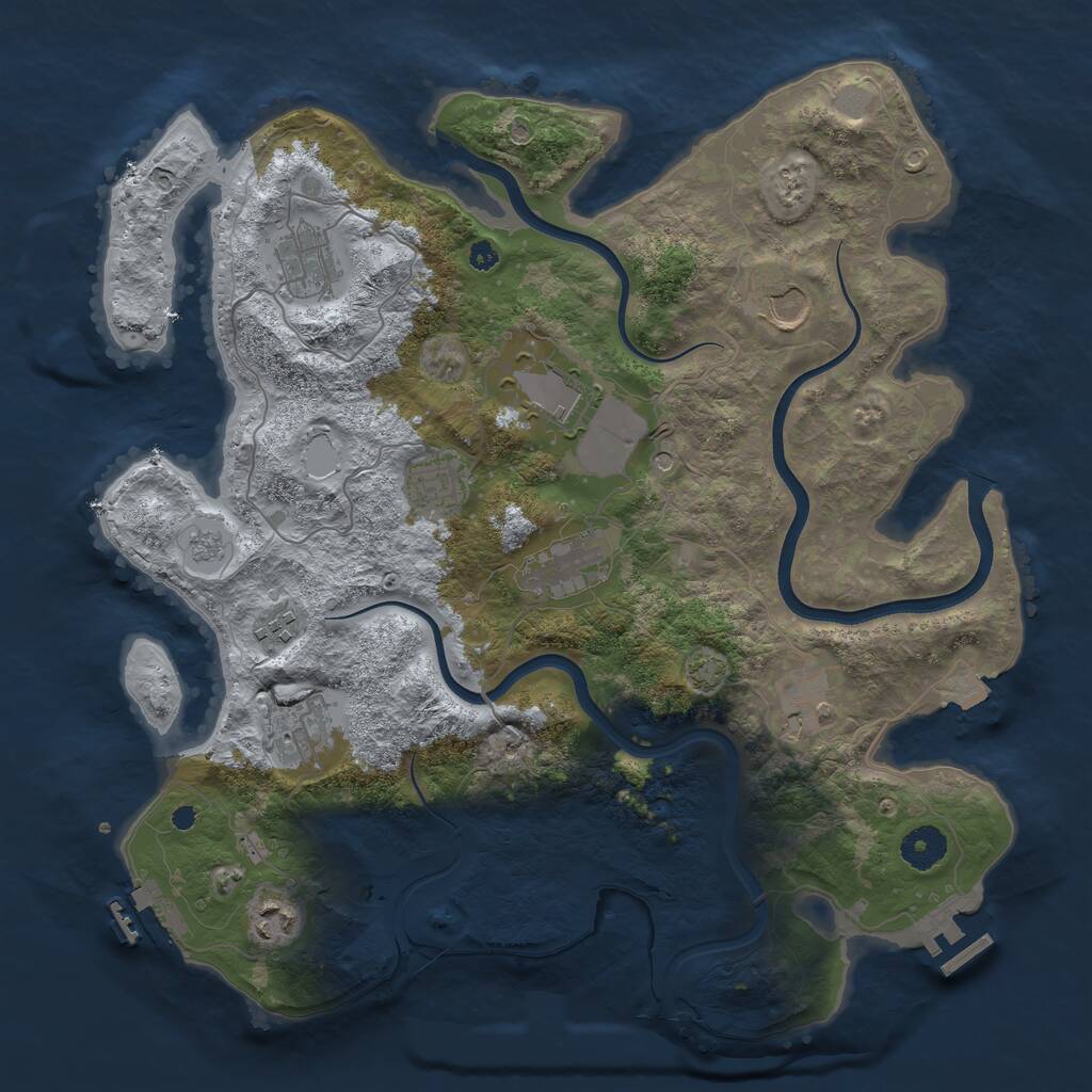 Rust Map: Procedural Map, Size: 3750, Seed: 1240508113, 15 Monuments