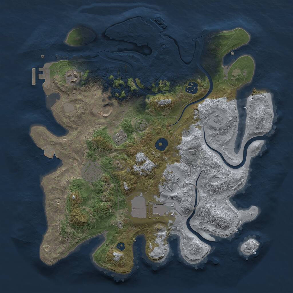 Rust Map: Procedural Map, Size: 3500, Seed: 68913, 13 Monuments