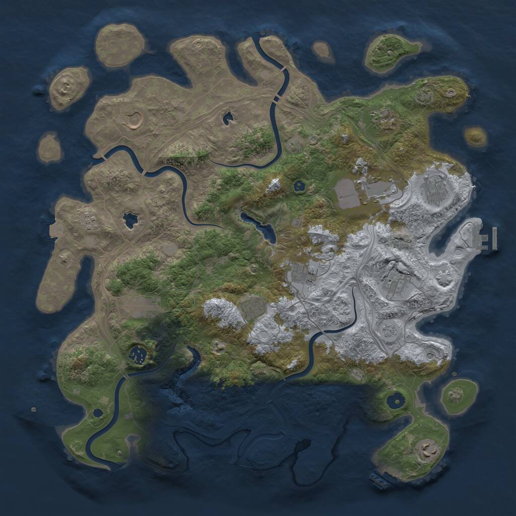 Rust Map: Procedural Map, Size: 4500, Seed: 1282470284, 17 Monuments