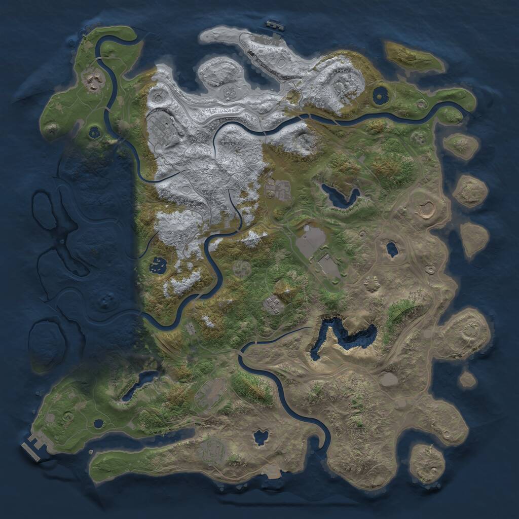 Rust Map: Procedural Map, Size: 4500, Seed: 1780255122, 16 Monuments
