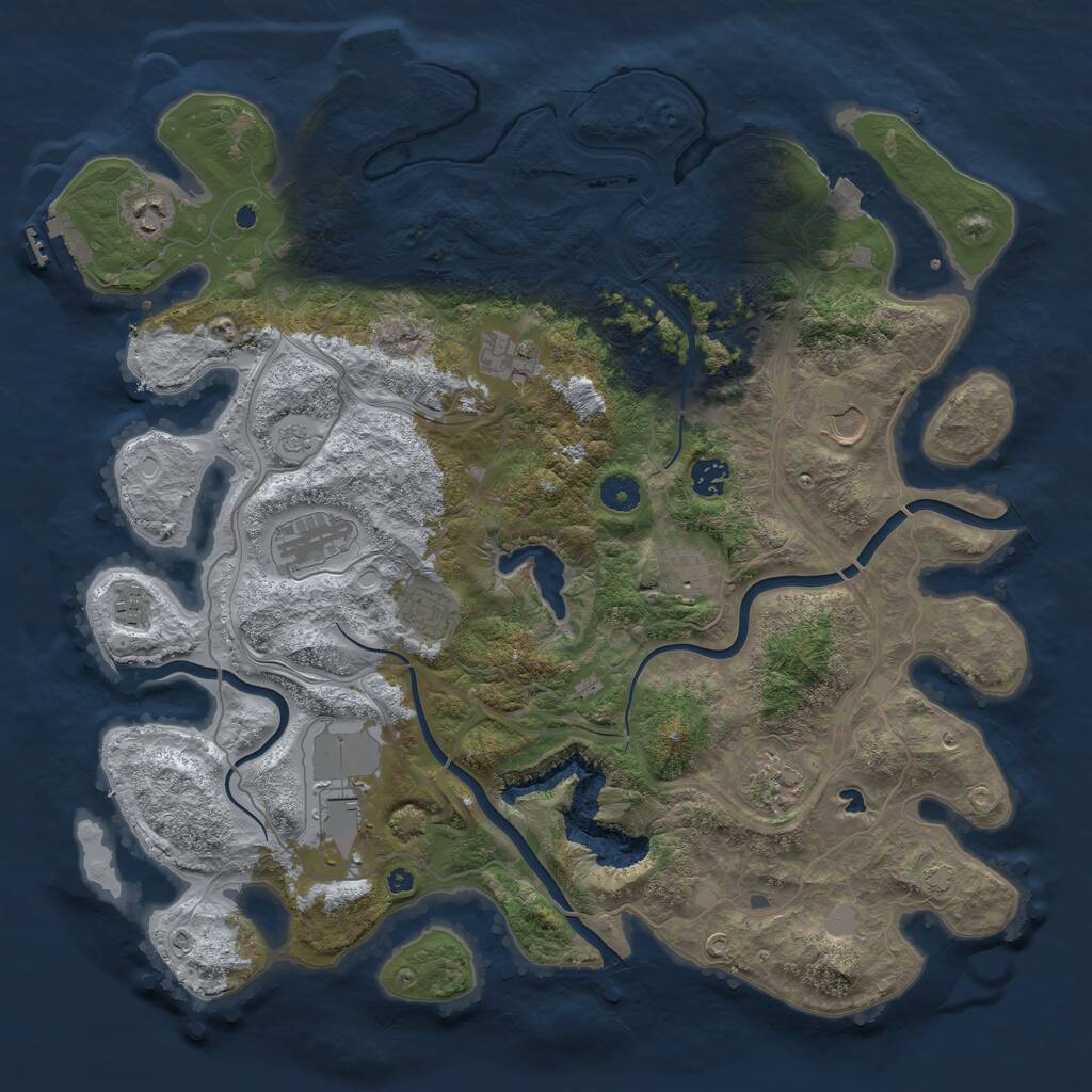 Rust Map: Procedural Map, Size: 4250, Seed: 909818100, 16 Monuments