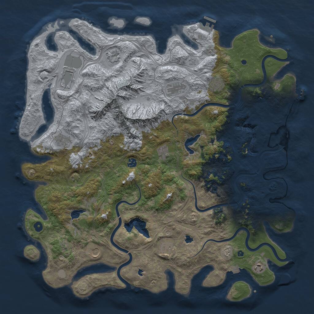 Rust Map: Procedural Map, Size: 5000, Seed: 2030693229, 17 Monuments