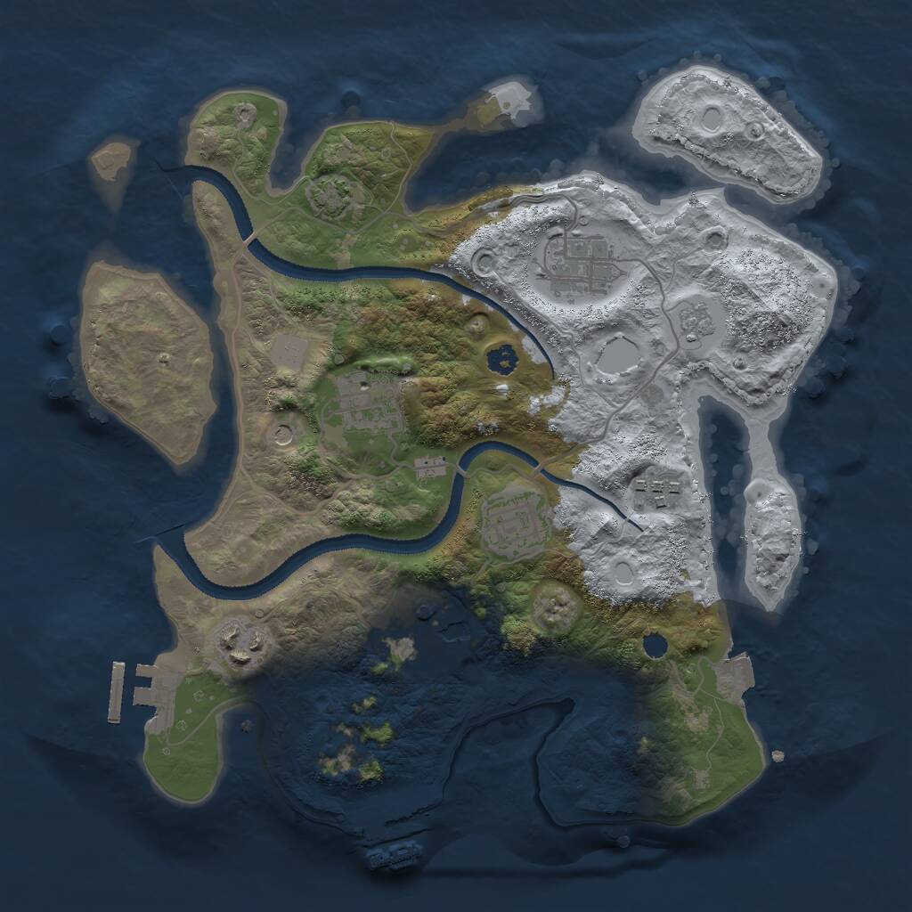 Rust Map: Procedural Map, Size: 3000, Seed: 75362, 12 Monuments