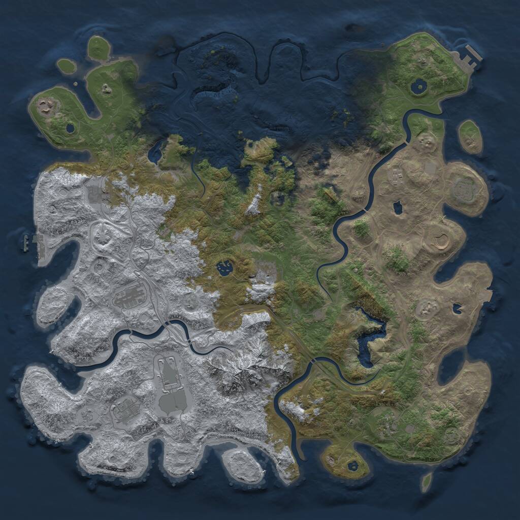 Rust Map: Procedural Map, Size: 5000, Seed: 780954, 17 Monuments