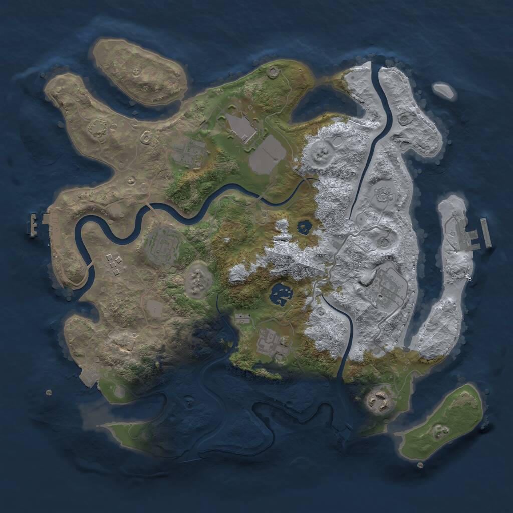 Rust Map: Procedural Map, Size: 3500, Seed: 356041472, 14 Monuments