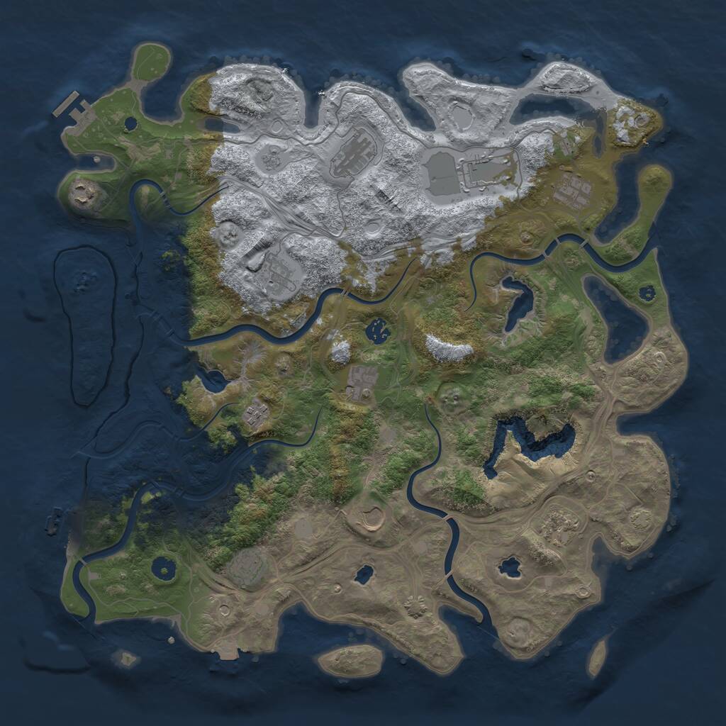 Rust Map: Procedural Map, Size: 4500, Seed: 1886240158, 17 Monuments